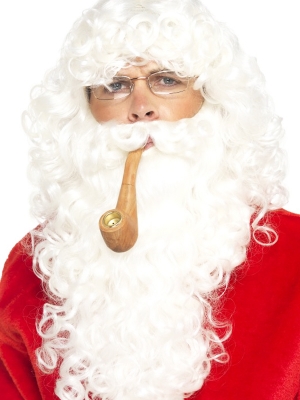 Ziemassvētku vecīša parūka, bārda, brilles un pīpe