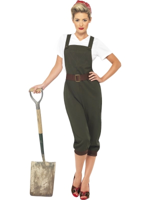 WW2 Land Girl Costume, green