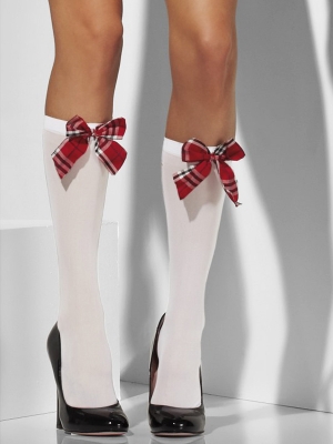 High socks, white, with ribbons