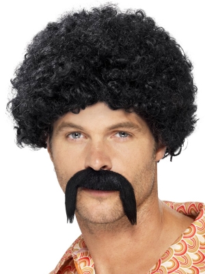 Afro Wig and Tash, Black