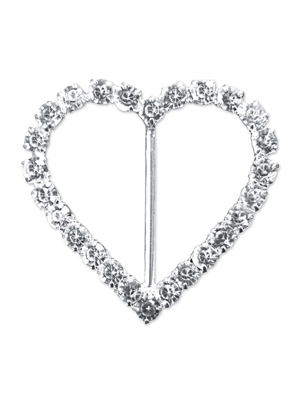 2 шт, Декоративная пряжка - сердце, серебристая, 20 мм