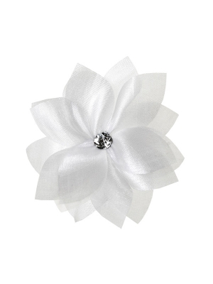 2 gab, Līgavaiņa piespraude - zieds, balts, 8 cm