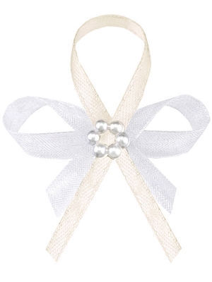 Lapel ribbons, cream, 6 cm