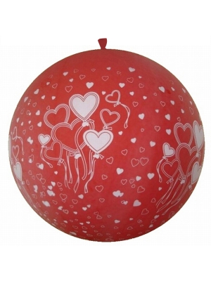 1 metra balons ar sirdīm, sarkans, pastelis