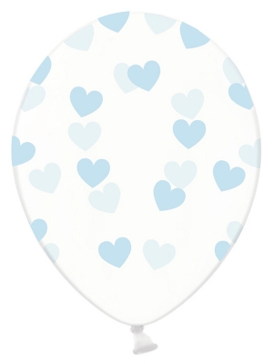 6 gab, Baloni Sirsniņas, caurspīdīgi ar gaiši zilu, 30 cm