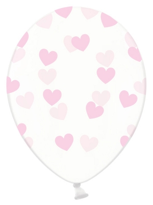 6 gab, Baloni Sirsniņas, caurspīdīgi ar gaiši rozā, 30 cm
