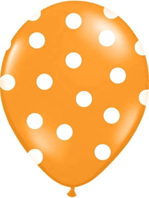 6 gab, Punktoti baloni, oranži ar baltu, 30 cm