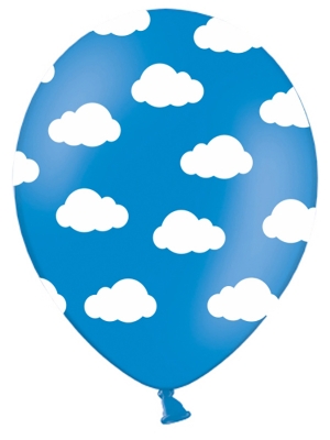 6 gab, Baloni Mākoņi, zili ar baltu, 30 cm