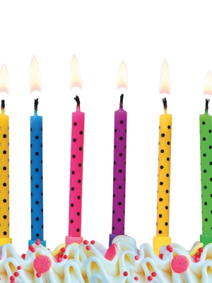 6 psc, Birthday Dots candles, 6.5 cm