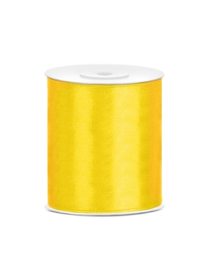 Satīna lente, dzeltena, 100 mm x 25 m