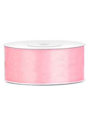 Satīna lente, gaiši rozā, 25 mm x 25 m