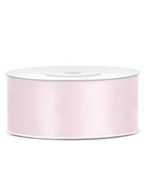 Satīna lente, gaiša pūdera rozā, 25 mm x 25 m