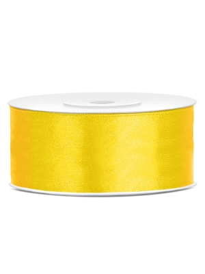 Satīna lente, dzeltena, 25 mm x 25 m