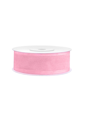 Šifona lente, gaiši rozā, 25 mm x 25 m