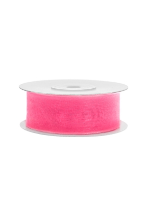 Šifona lente, neona gaiši rozā, 25 mm x 25 m