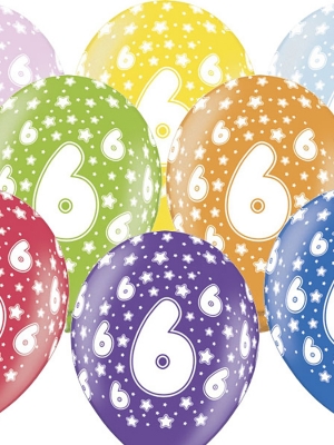 6 gab, Balons ar skaitli 6, 30 cm