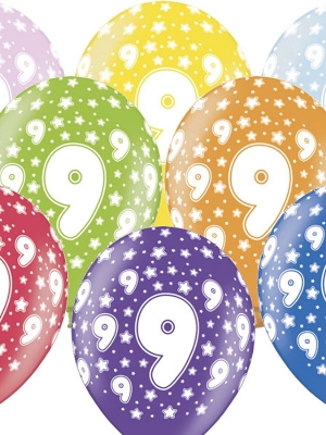 6 gab, Balons ar skaitli 9, 30 cm