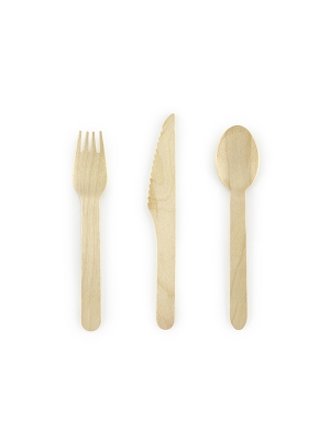 18 pcs, Wooden cutlery Woodland, 16cm