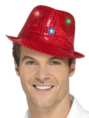 LED Vizuļojoša cepure, sarkana