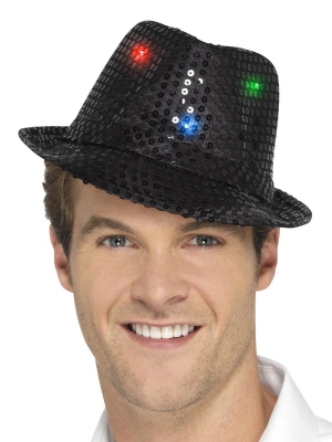 LED Шляпа с блестками, черная