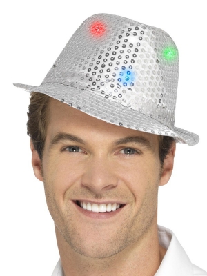 LED Шляпа с блестками, серебристая