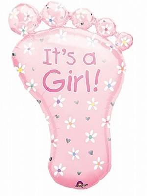 Balons It`s a Girl, rozā pēda, 58 x 81 cm