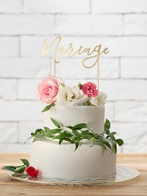 Cake topper Mariage, gold, 22.5 cm