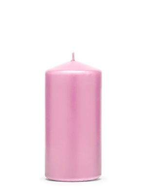 Cilindra svece, matēta, persiku rozā, 12 cm x 6 cm