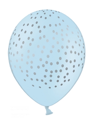 Balons punktots, gaiši zils  ar sudrabu, 30 cm