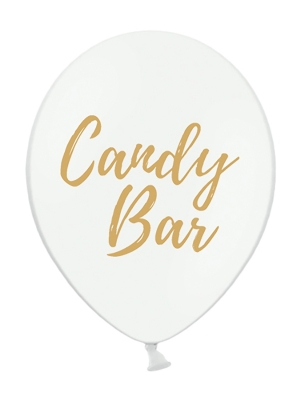 Balons  Candy Bar, balts ar zeltu, 30 cm