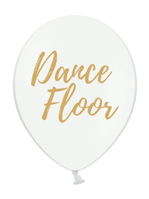 Balons Dance Floor, balts ar zeltu, 30 cm