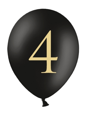 Balons ar skaitli 4, melns, 30 cm