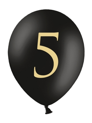 Balons ar skaitli 5, melns, 30 cm