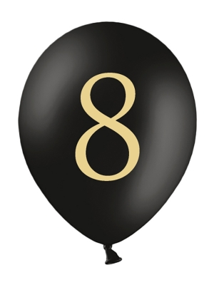 Balons ar skaitli 8, melns, 30 cm