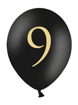 Balons ar skaitli 9, melns, 30 cm