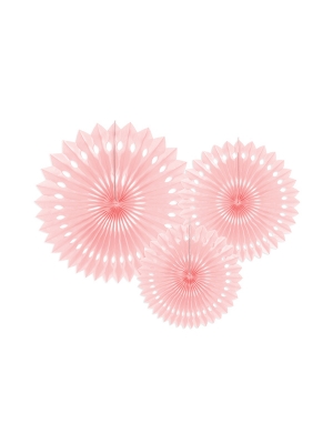 3 gab, Dekoratīvās rozetes, gaiša pūdera rozā, 20, 25, 30 cm