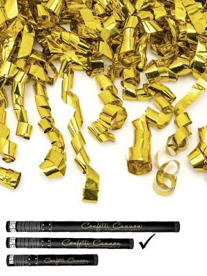 Confetti cannon with streamers, gold, 60 cm