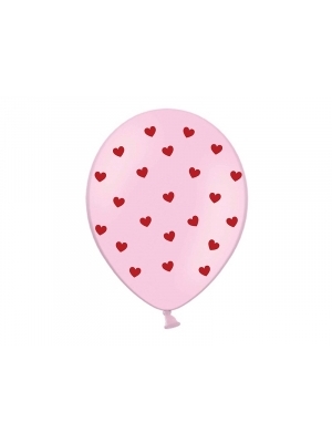 50 gab, Baloni sirsniņas, gaiši rozā ar sarkanu, 30 cm