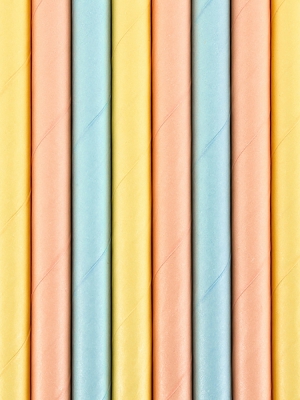 10 gab, Papīra salmiņi Vasaras laiks, dažādas krāsās, 19.5 cm