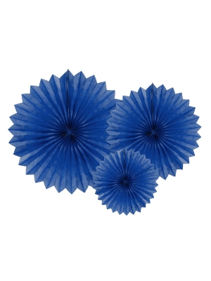 3 gab, Dekoratīvās rozetes, tumši zilas, 20, 30, 40 cm