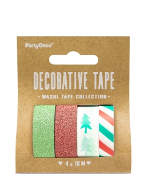 4 pcs, Decorative tape Merry Xmas, 10 m