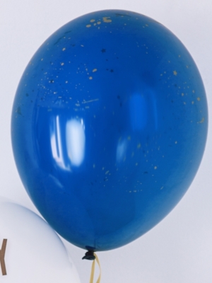 6 gab, Baloni, caurspīdīgi zils ar zeltu, 30 cm