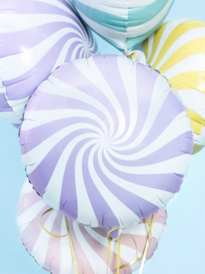 Apaļa konfekte, balta ar gaiši violetu, 45 cm