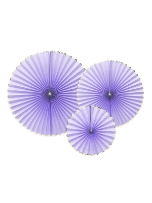 3 pcs, Decorative Rosettes Yummy, light lilac with gold, 23, 32, 40 cm