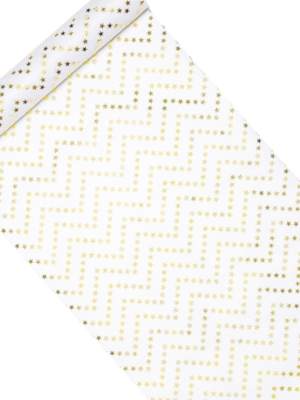 Декоративная ткань, белая с золотыми звездами, 36 см х  9 м