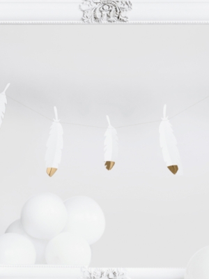 Garland Feathers, white, 13.5 x 160 cm