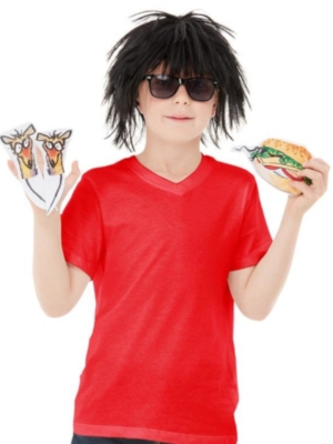 Žurkburgera komplekts - parūka, brilles, burgers, pirkstu lelles
