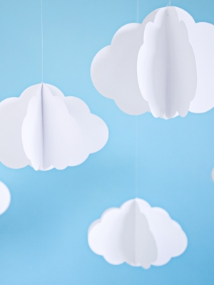 3pcs, Hanging decoration Clouds, white, 17-28cm
