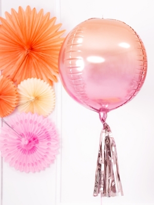 Folija balons Ombre, rozā ar oranžu, 35 cm