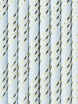 10 pcs, Paper straws, light blue, 19.5 cm